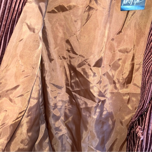 NWT Nasty Gal Striped Ribbed Velvet Say It Blazer Women 10 Button Pockets Lined - Picture 9 of 9